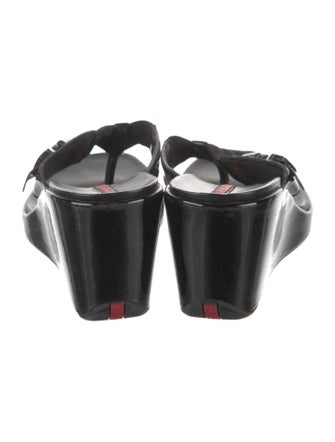 Prada Sport Patent Leather T-Strap Sandals