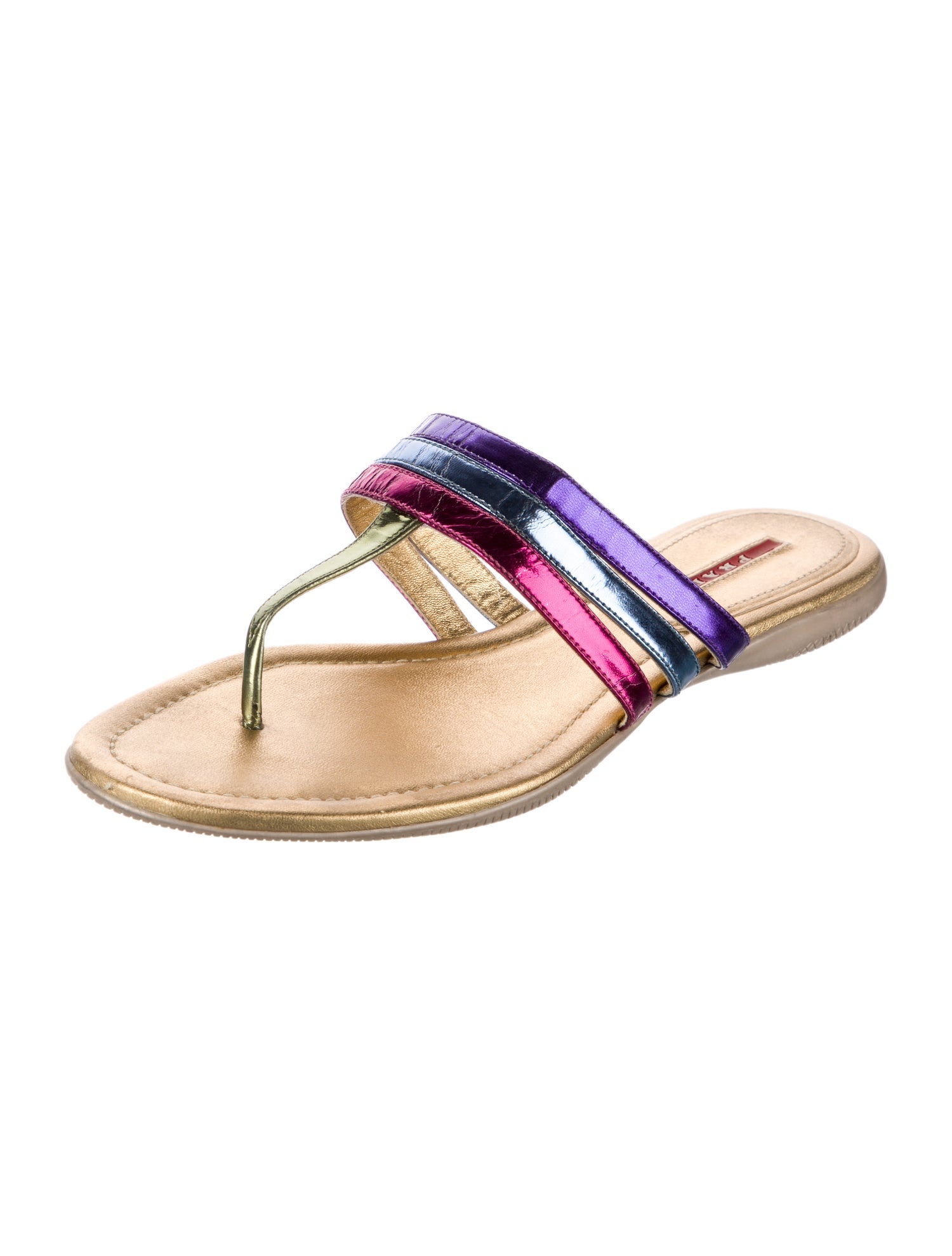 Prada Sport Leather Animal Print Flip Flops