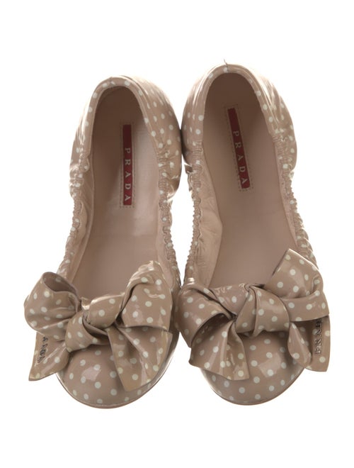 Prada Sport Patent Leather Bow Accents Ballet Flats
