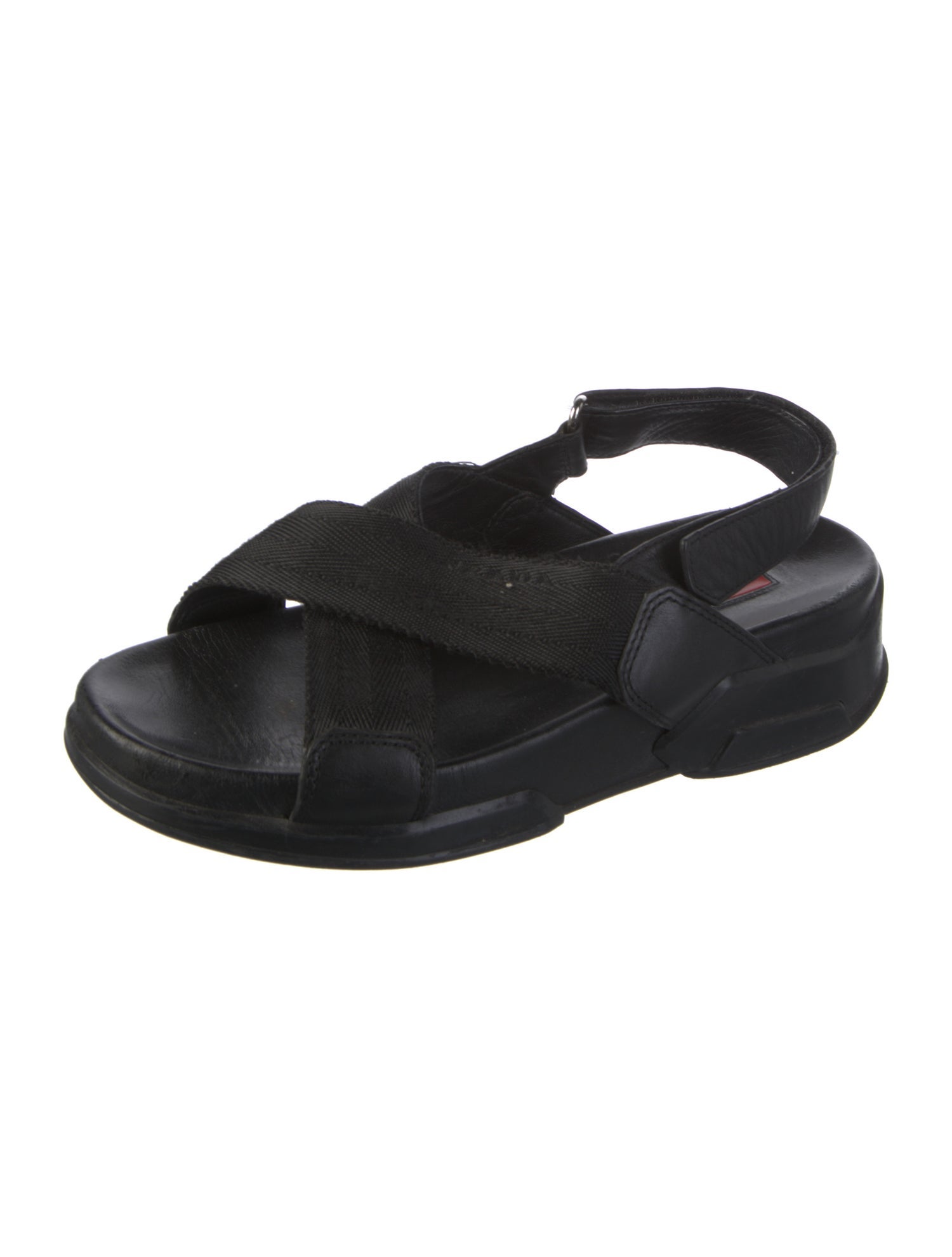 Prada Sport Leather Slingback Sandals