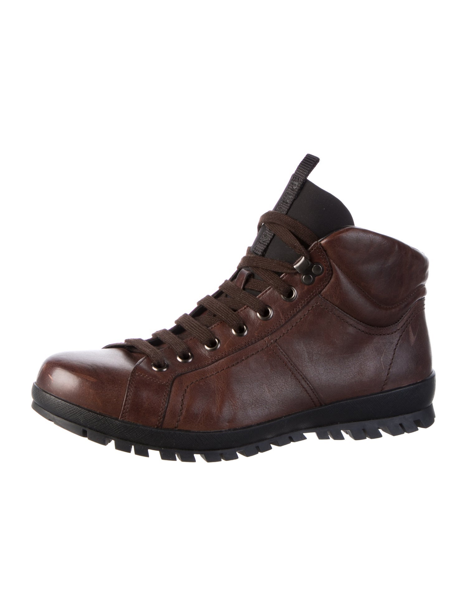 Prada Sport Leather Hiking Boots - Brown Boots, Shoes - WPR139347