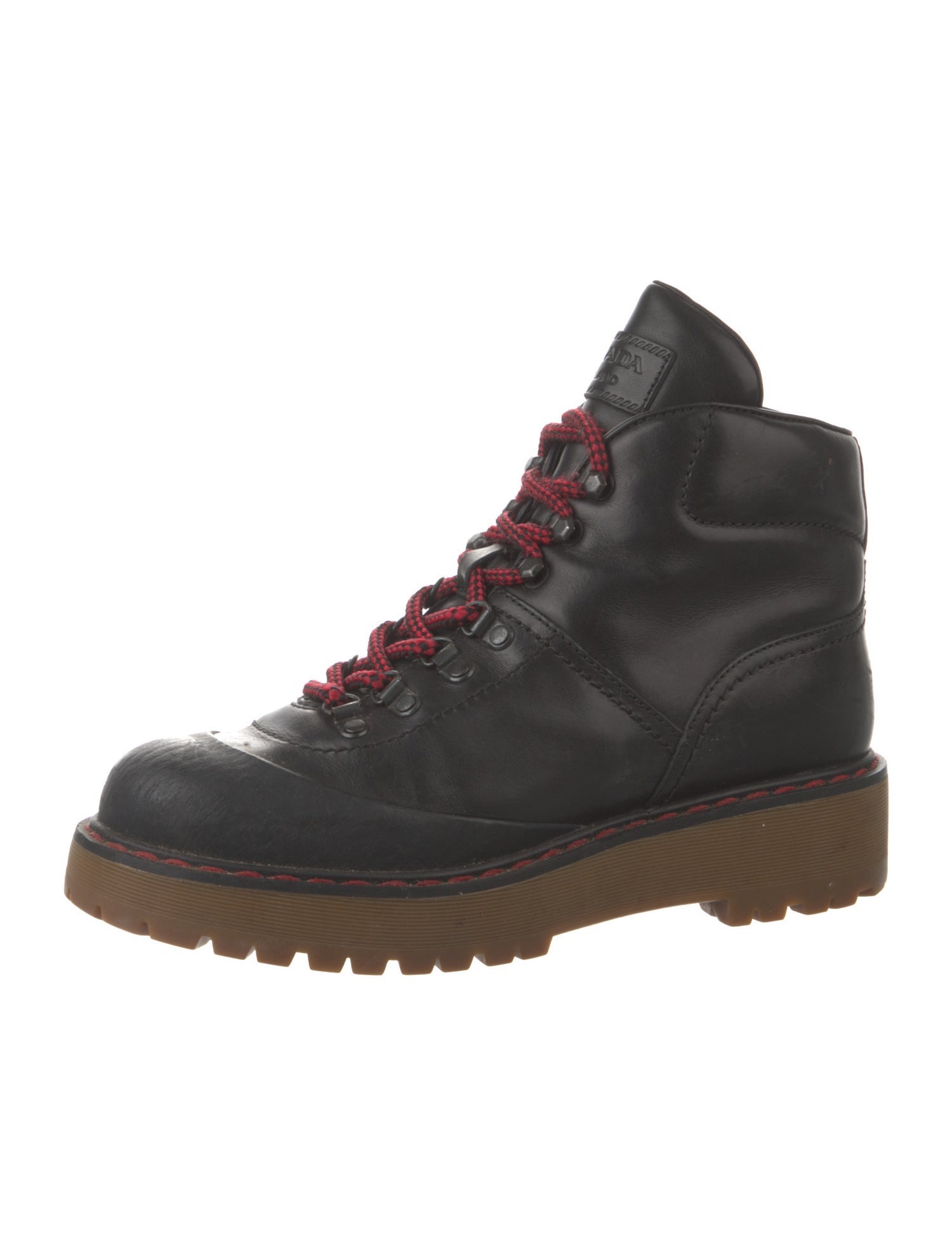 Prada Sport Leather Combat Boots