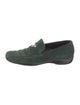 Prada Sport Enameled Metal Triangle Suede Loafers