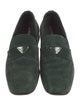 Prada Sport Enameled Metal Triangle Suede Loafers