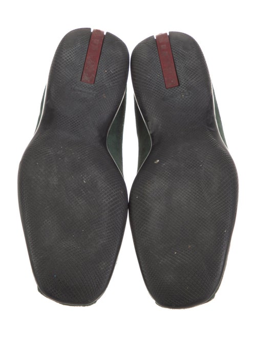 Prada Sport Enameled Metal Triangle Suede Loafers