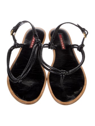 Prada Sport Leather Slingback Sandals