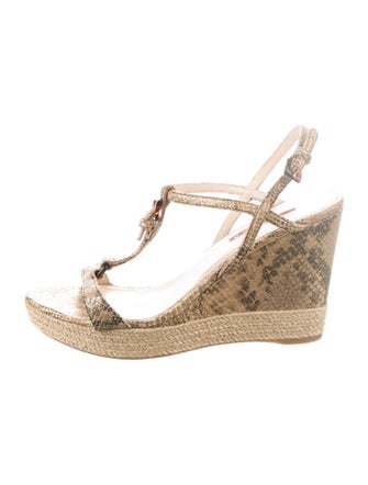 Prada Sport Embossed Leather Animal Print T-Strap Sandals