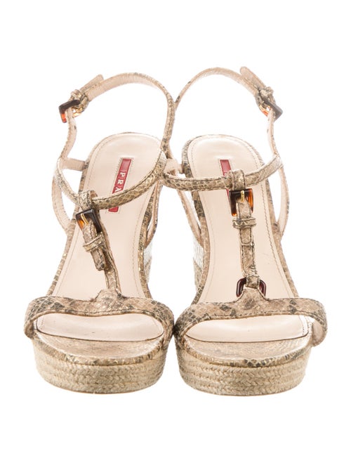 Prada Sport Embossed Leather Animal Print T-Strap Sandals