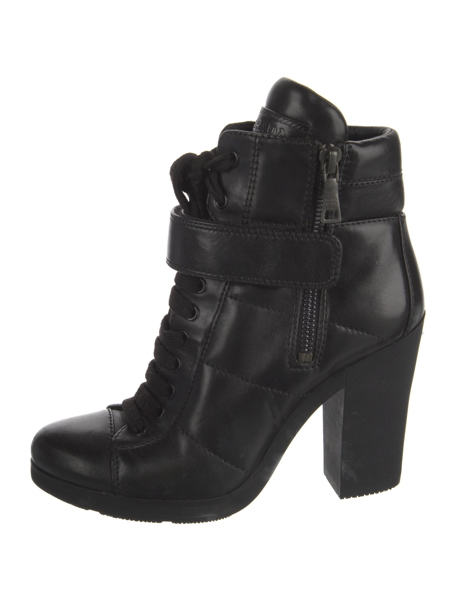 Prada Sport Leather Combat Boots