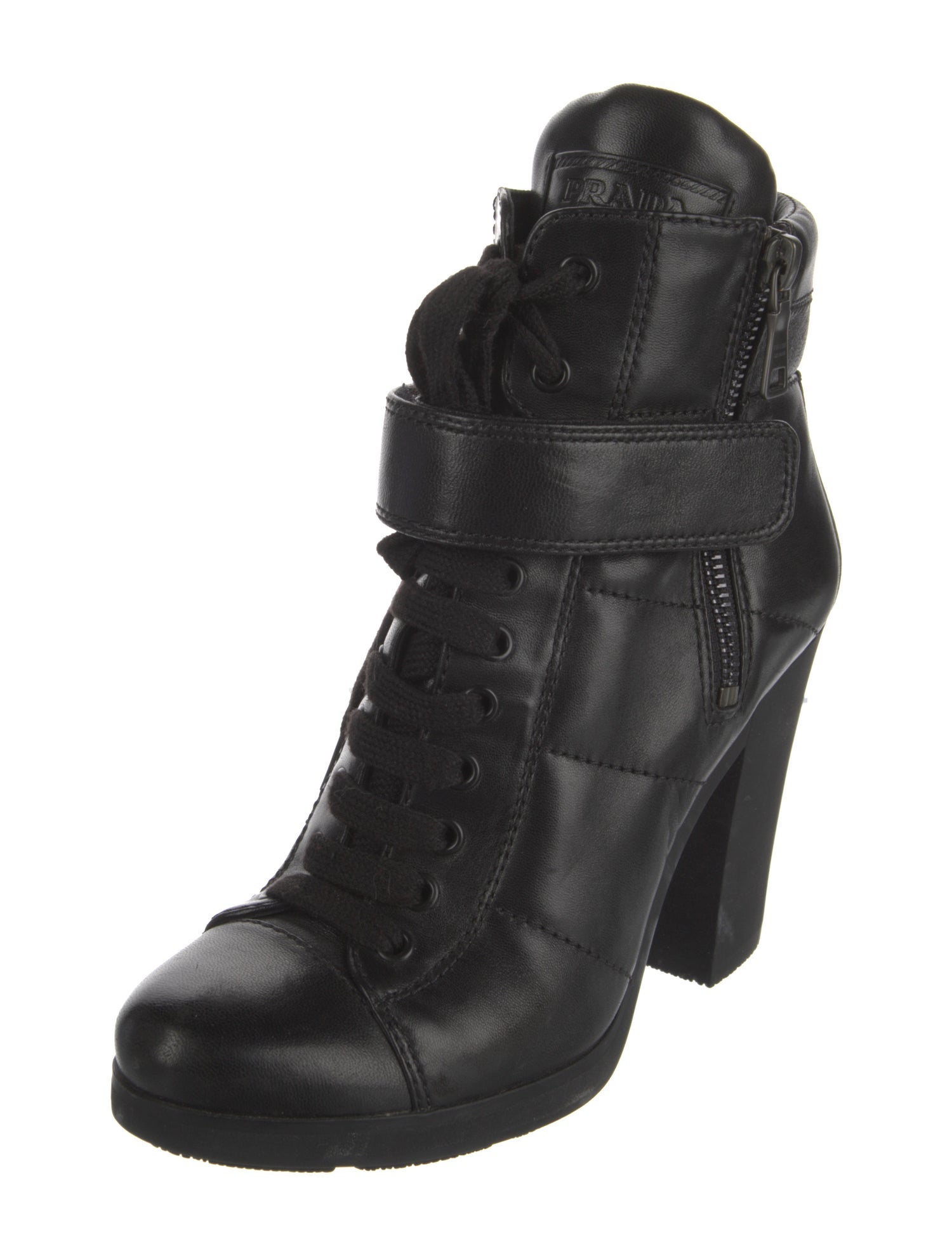 Prada Sport Leather Combat Boots