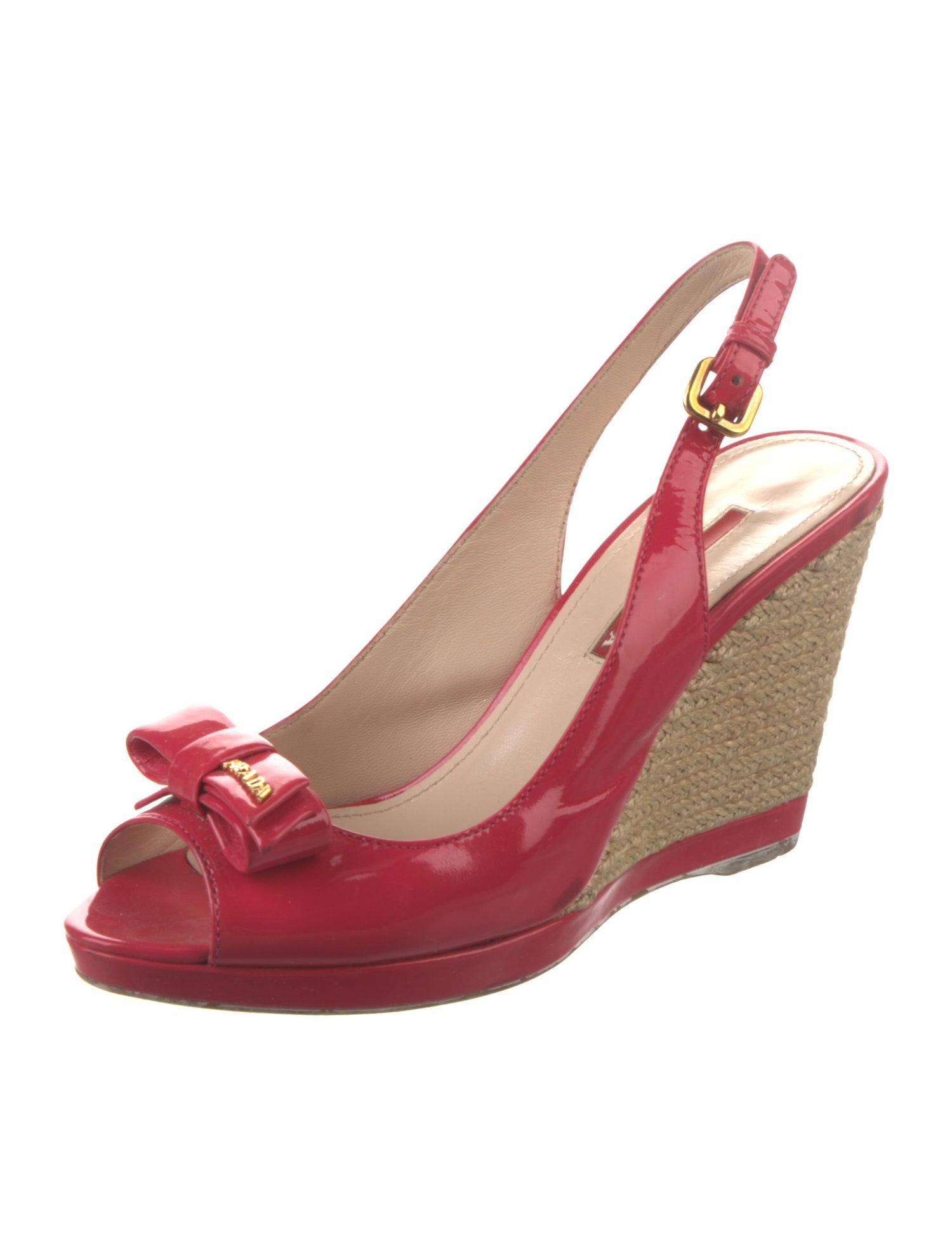 Prada Sport Patent Leather Bow Accents Espadrilles