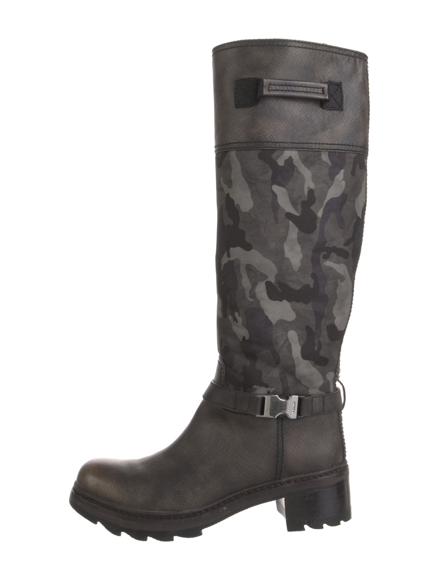 Prada Sport Nylon Camouflage Print Riding Boots