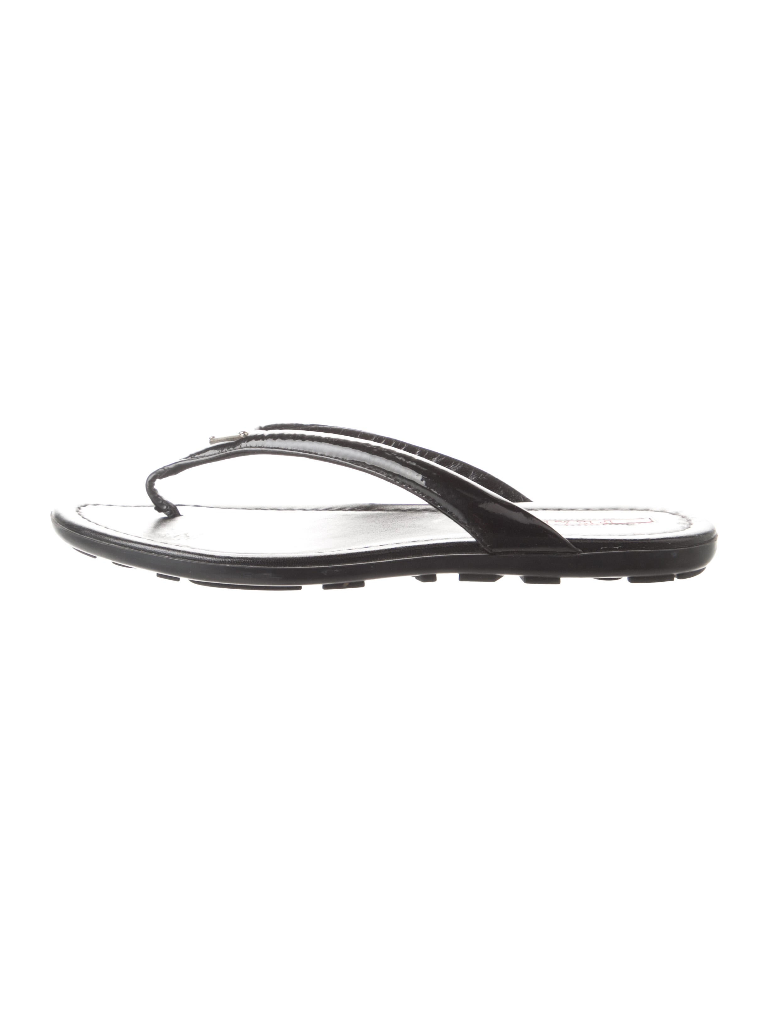 Prada Sport Vintage Enameled Metal Triangle Flip Flops