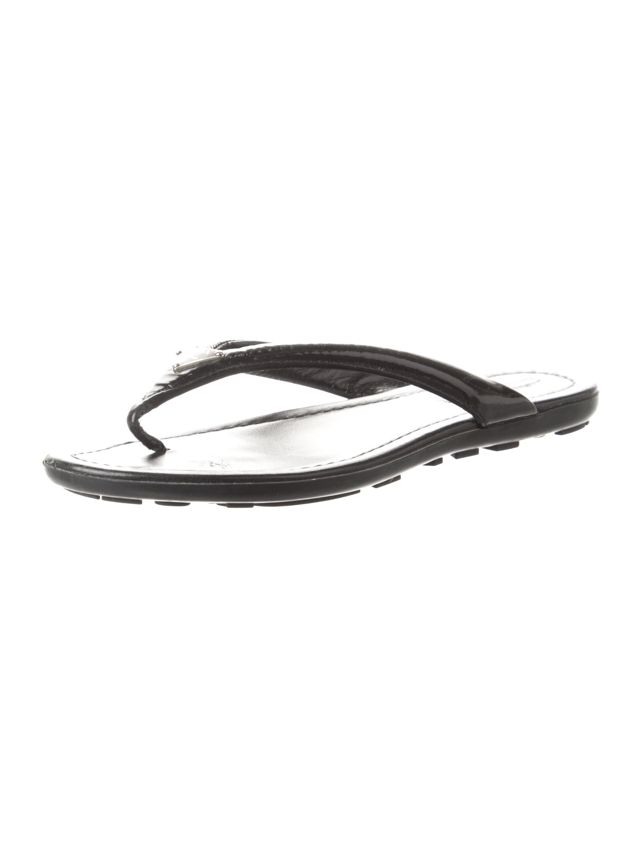 Prada Sport Vintage Enameled Metal Triangle Flip Flops