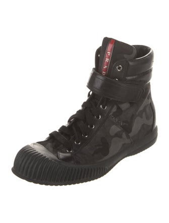 Prada Sport Nylon Camouflage Print Combat Boots