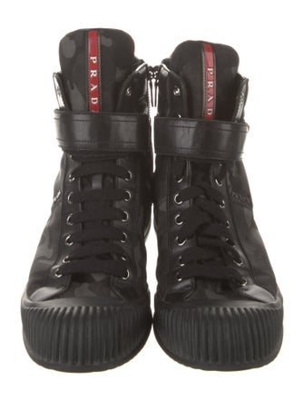 Prada Sport Nylon Camouflage Print Combat Boots