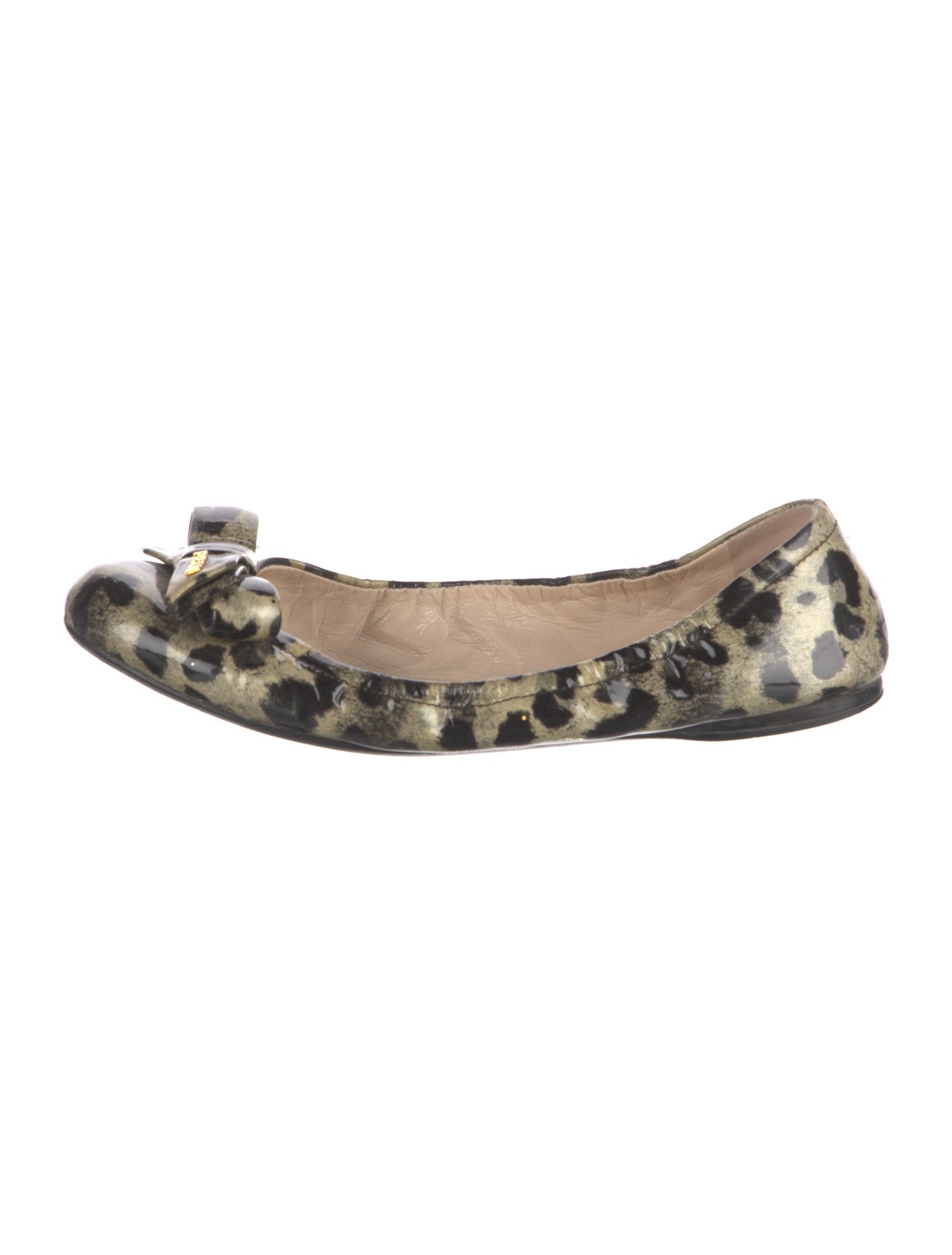 Prada Sport Patent Leather Animal Print Flats