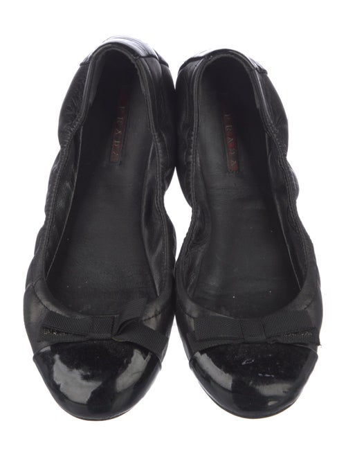 Prada Sport Leather Bow Accents Ballet Flats