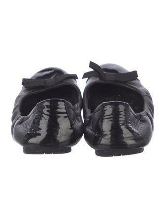 Prada Sport Leather Bow Accents Ballet Flats