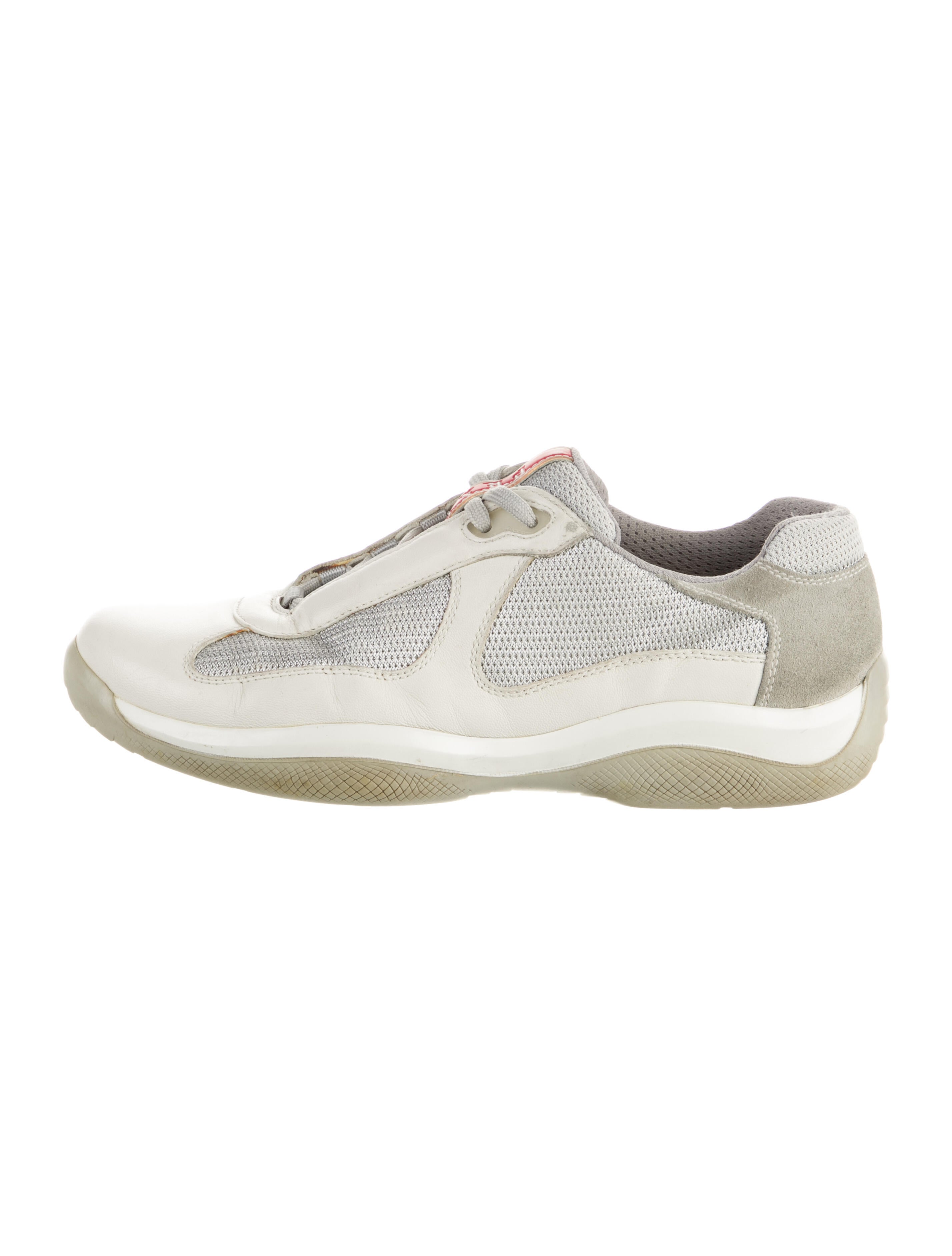 Prada Sport Leather Mesh Accents Sneakers