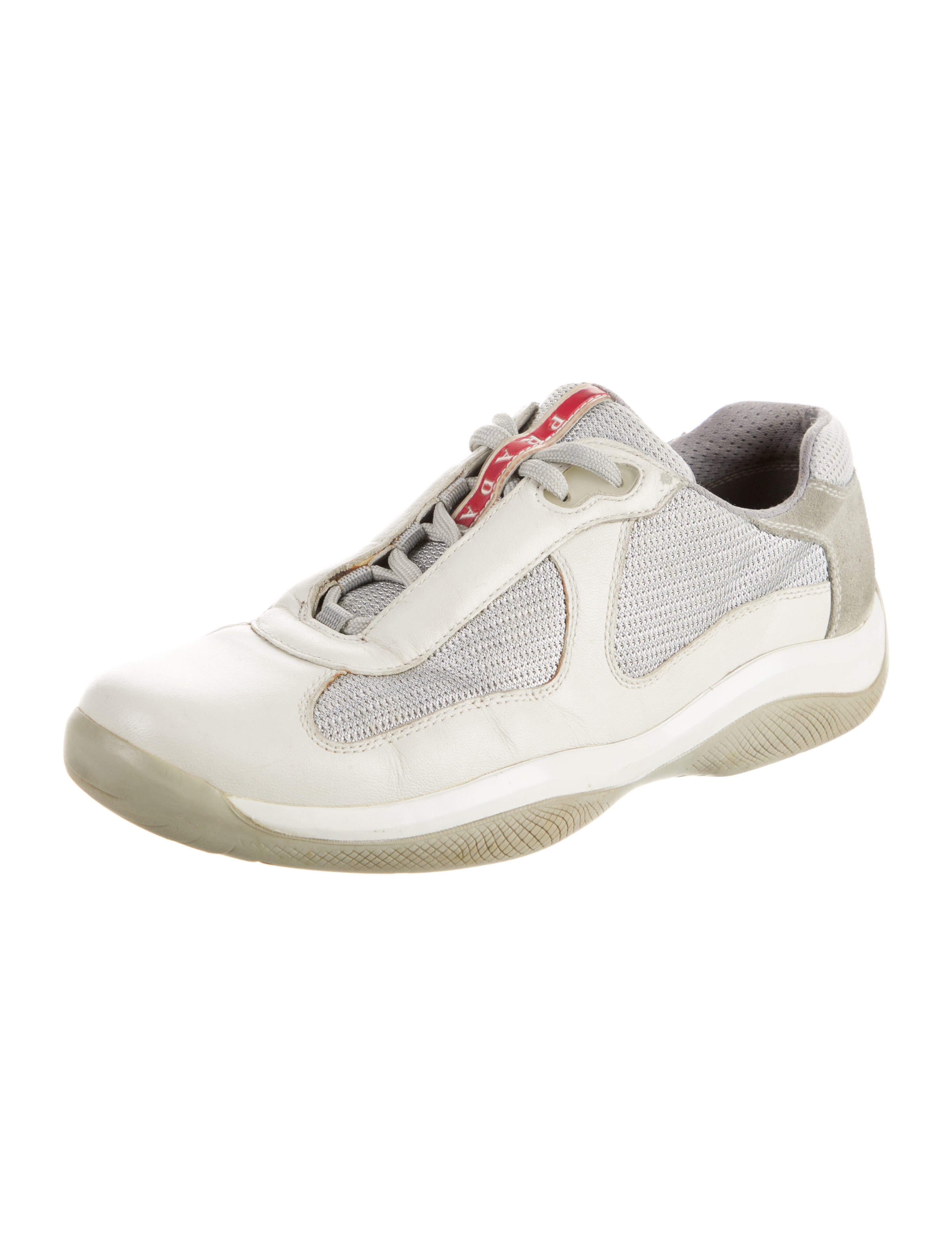Prada Sport Leather Mesh Accents Sneakers