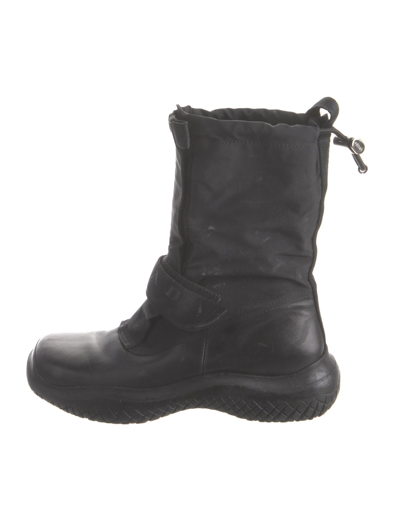 靴 PRADA SPORT Leather Boots 38 1/2 Prada sport riding knee high patent leather moto biker boots sz