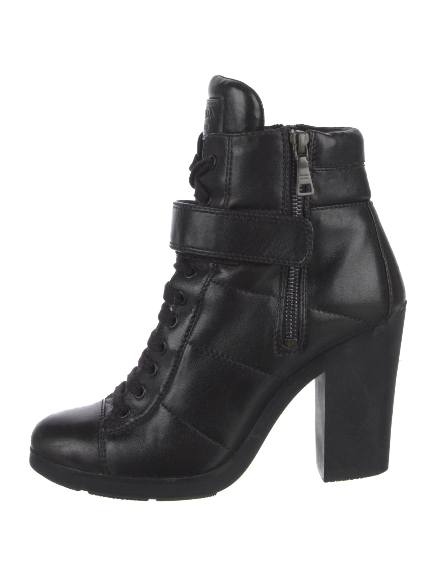 Prada Sport Leather Lace-Up Boots
