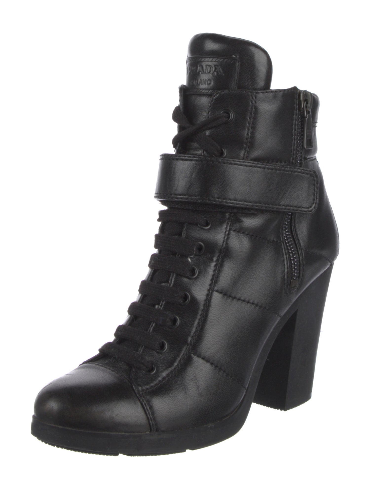 Prada Sport Leather Lace-Up Boots