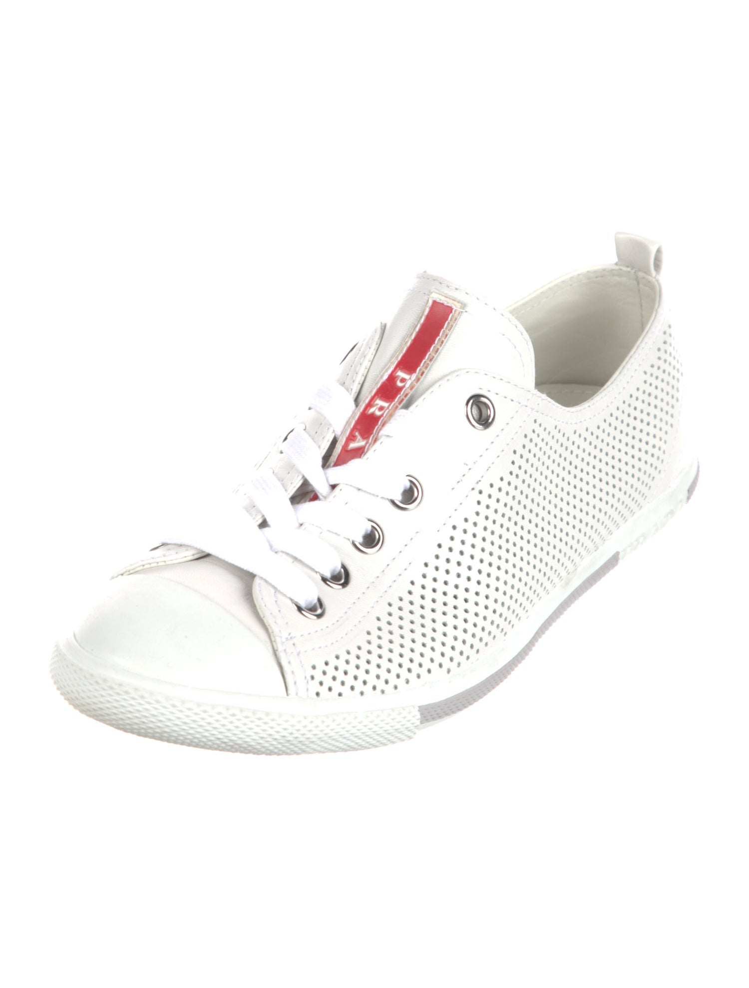 Prada Sport Leather Lasercut Accents Sneakers