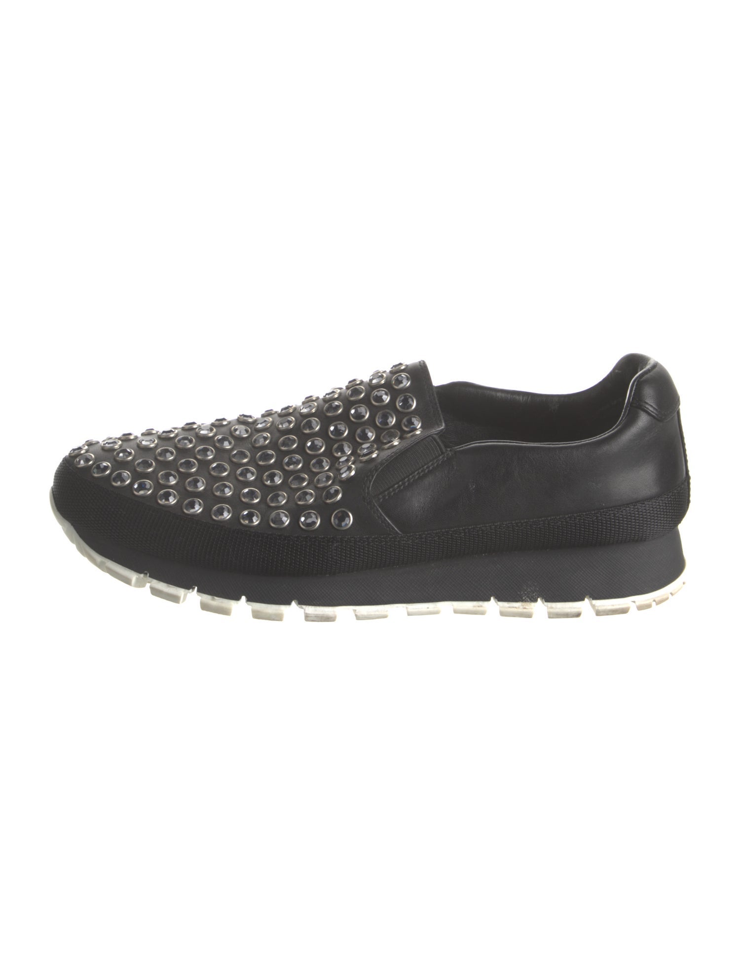 Prada Sport Leather Crystal Embellishments Oxfords