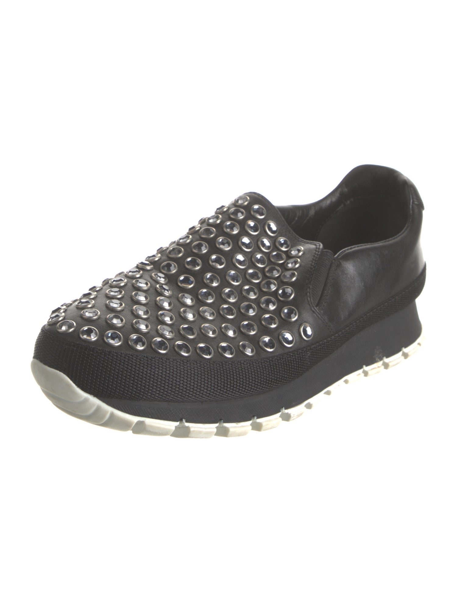 Prada Sport Leather Crystal Embellishments Oxfords