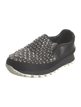 Prada Sport Leather Crystal Embellishments Oxfords