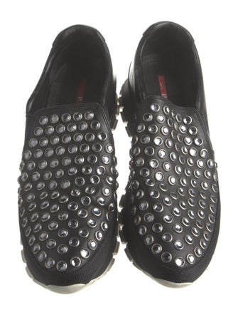 Prada Sport Leather Crystal Embellishments Oxfords