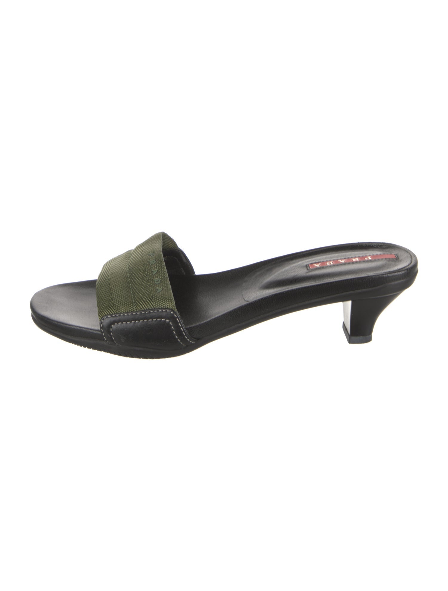 Prada Sport Leather Trim Embellishment Slides