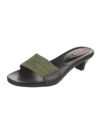 Prada Sport Leather Trim Embellishment Slides