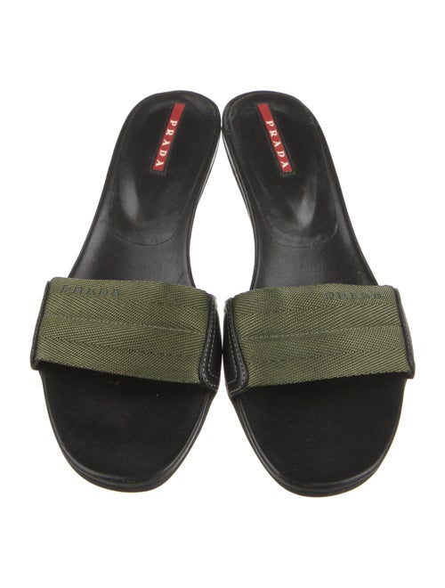 Prada Sport Leather Trim Embellishment Slides