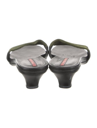 Prada Sport Leather Trim Embellishment Slides