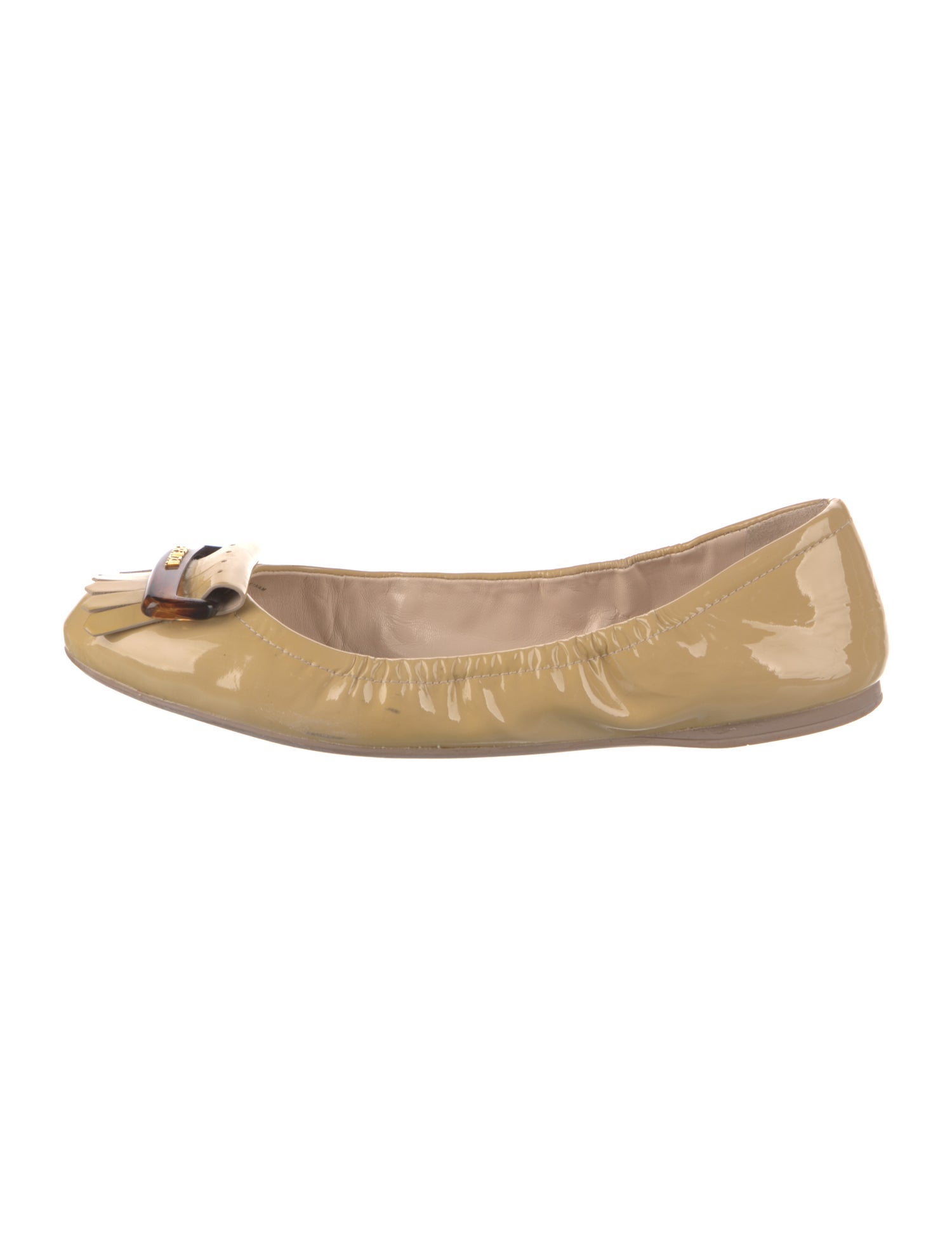 Prada Sport Patent Leather Bow Accents Ballet Flats