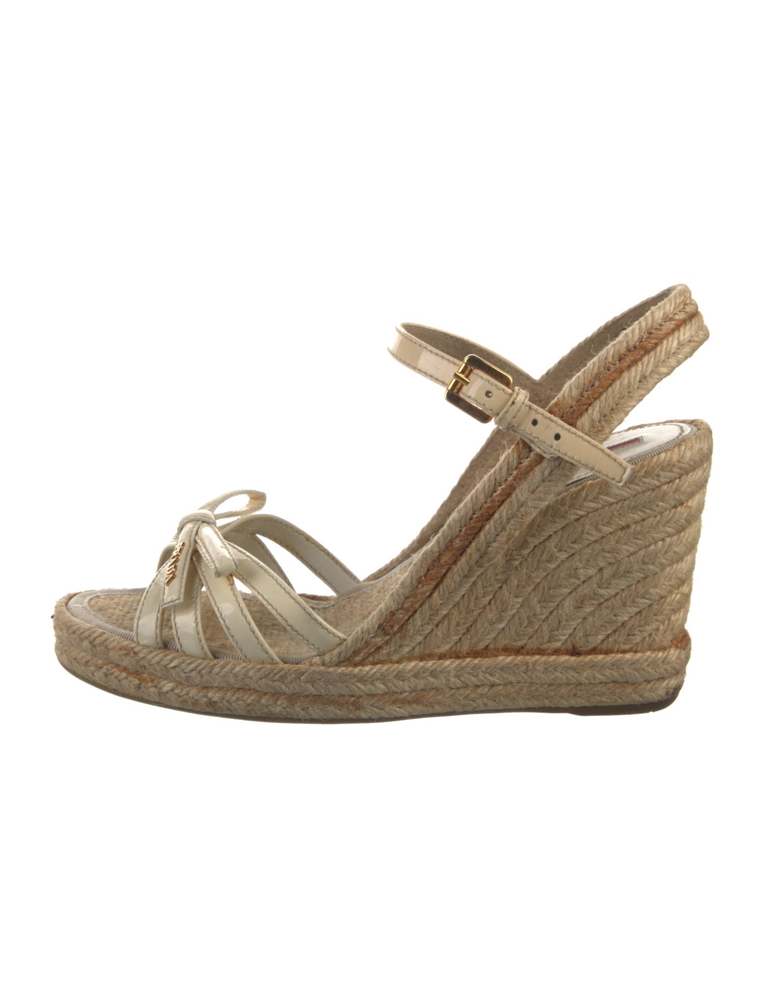 Prada Sport Patent Leather Bow Accents Espadrilles