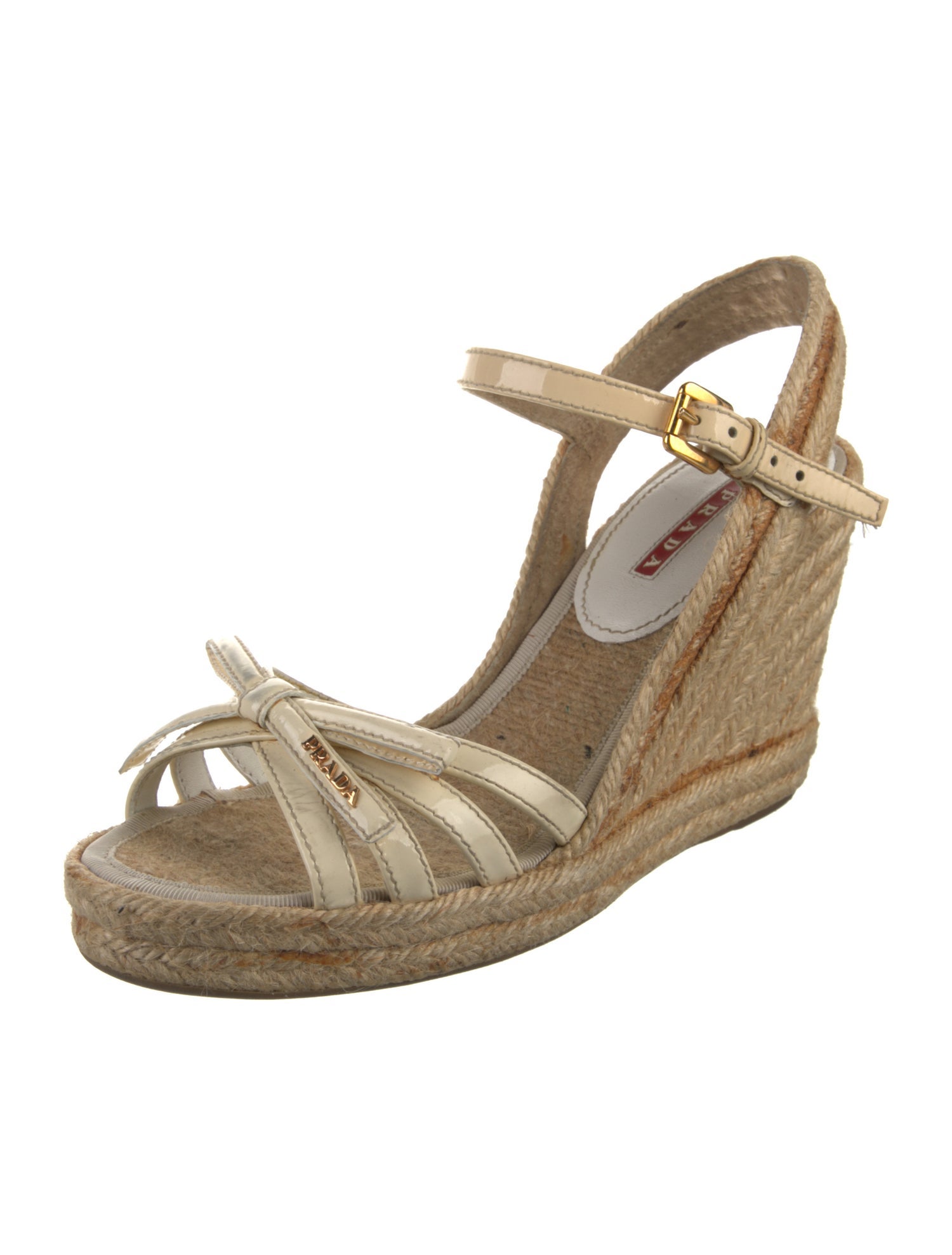 Prada Sport Patent Leather Bow Accents Espadrilles