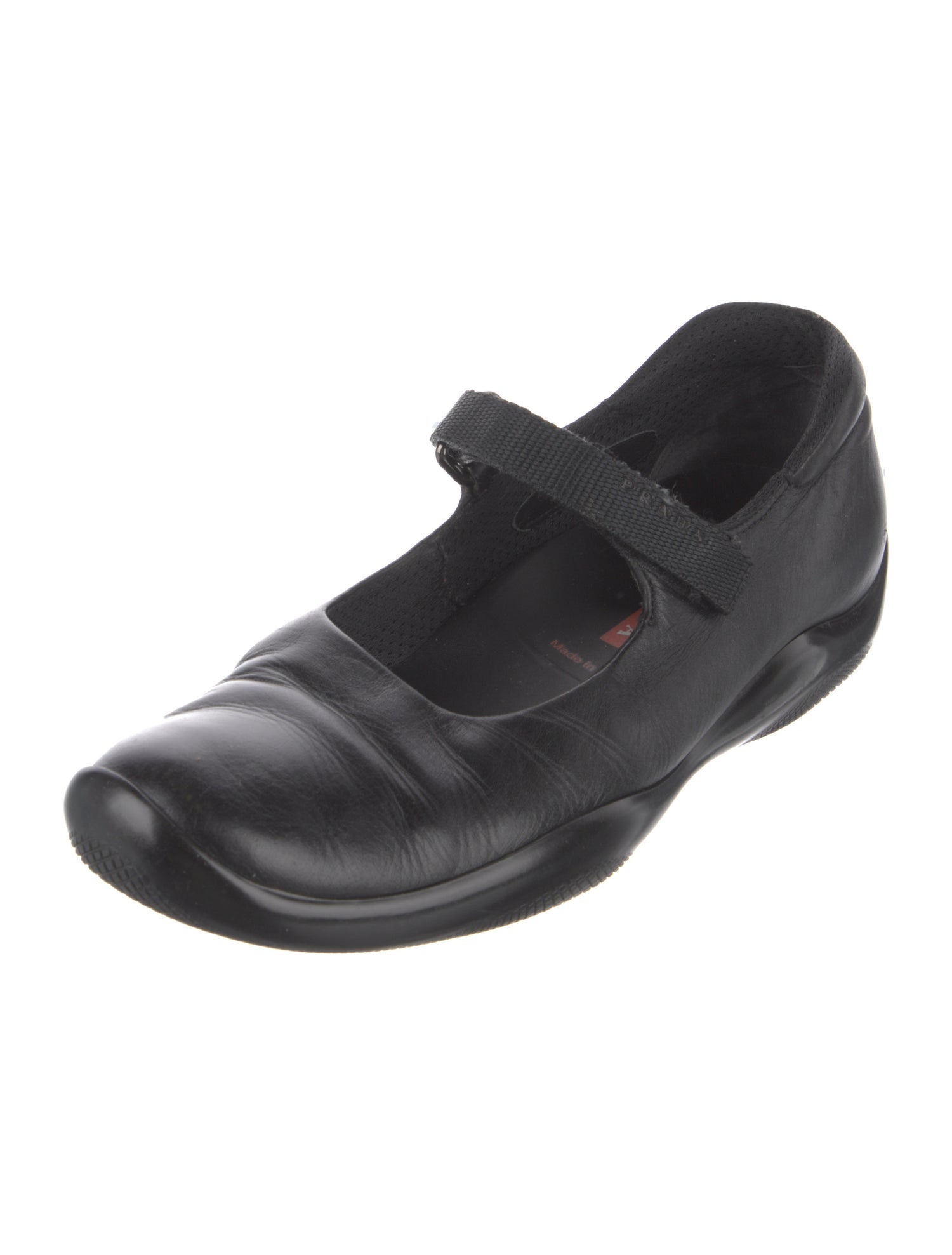 Prada Sport Leather Mary Jane Flats