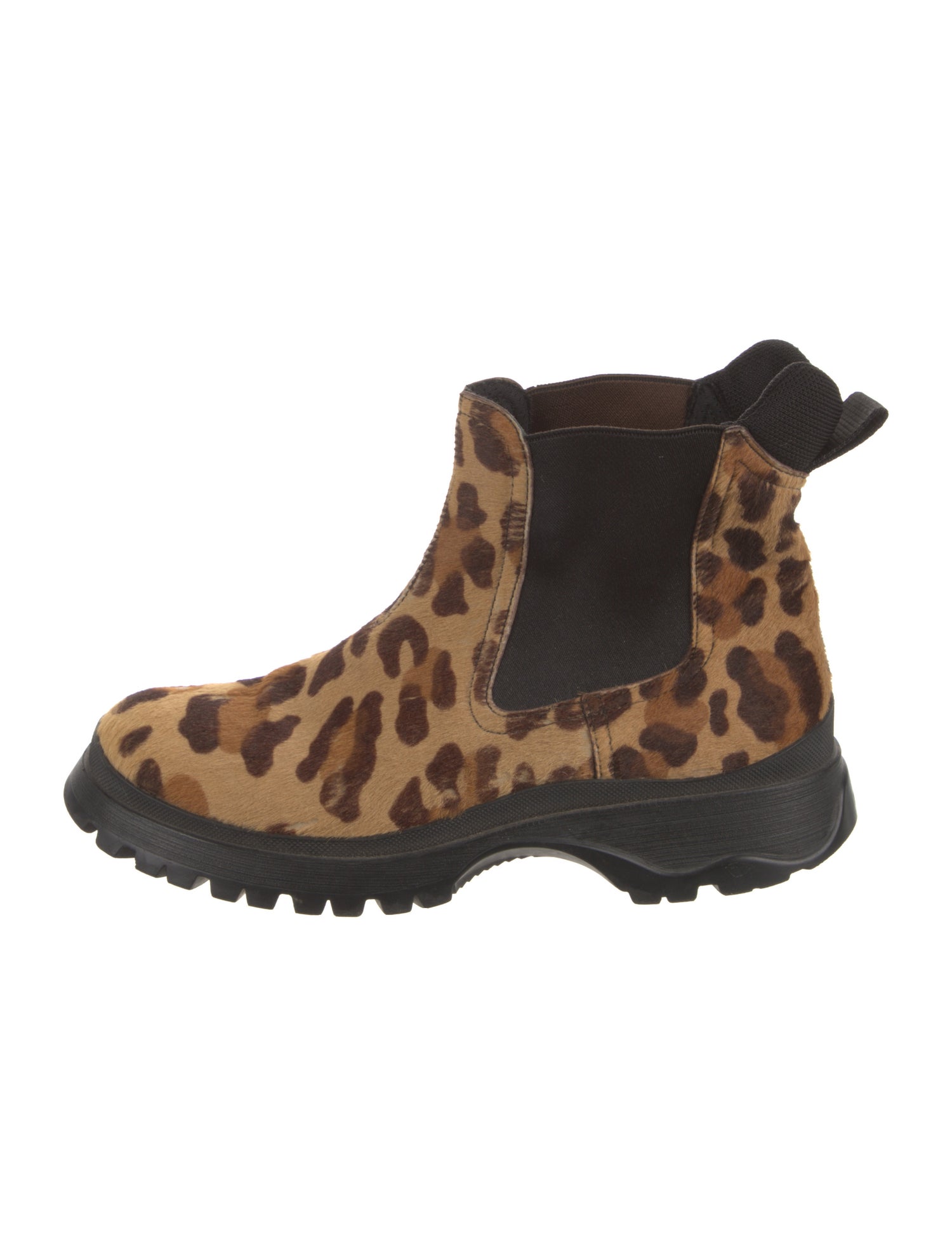 Prada Sport Ponyhair Animal Print Chelsea Boots