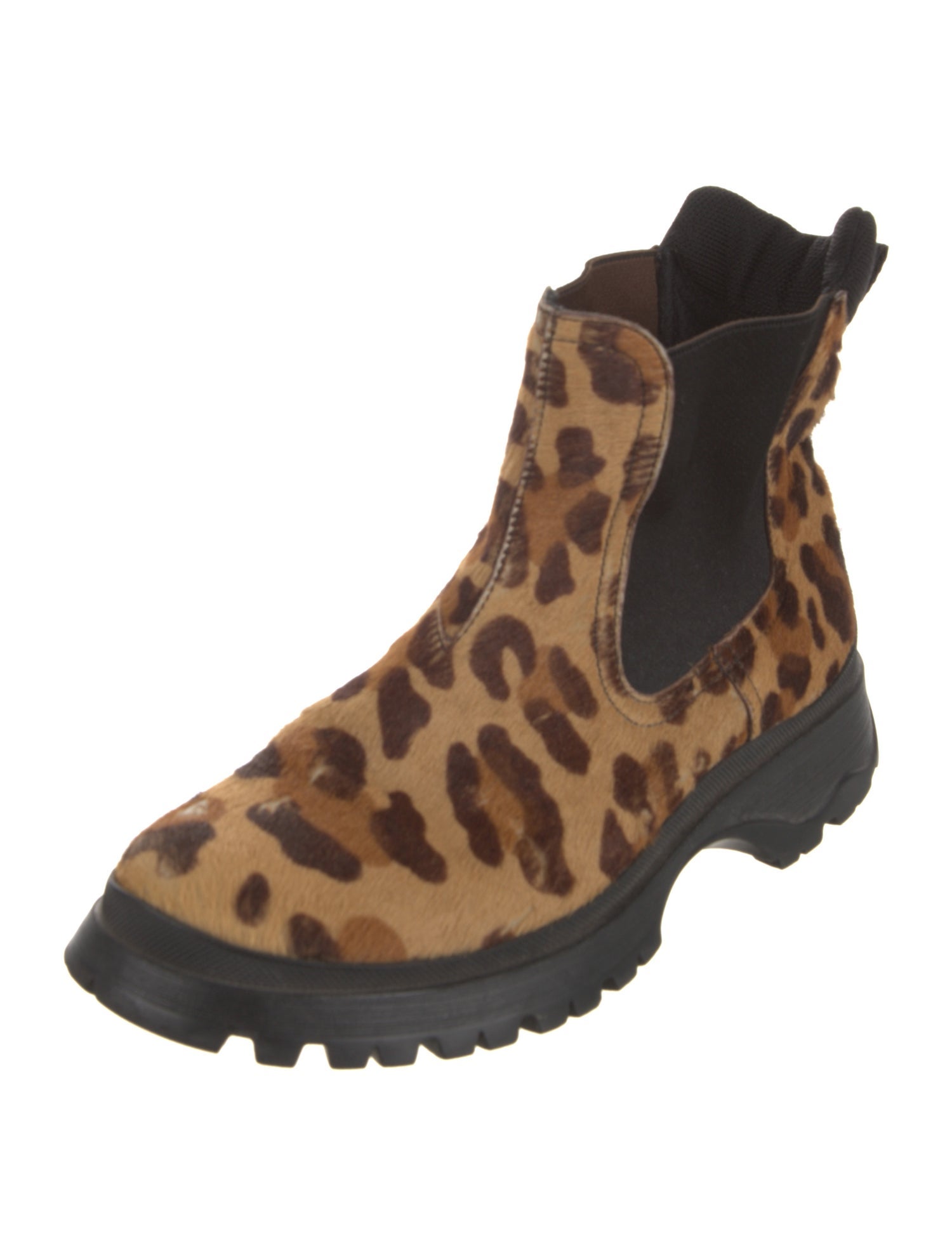 Prada Sport Ponyhair Animal Print Chelsea Boots