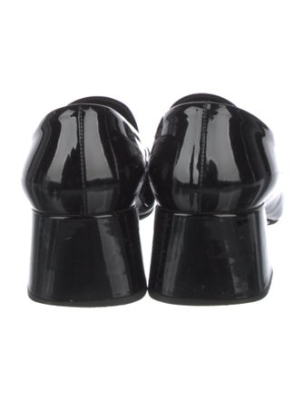 Prada Enameled Metal Triangle Patent Leather Pumps