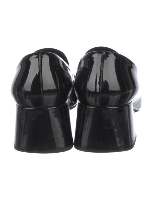 Prada Enameled Metal Triangle Patent Leather Pumps