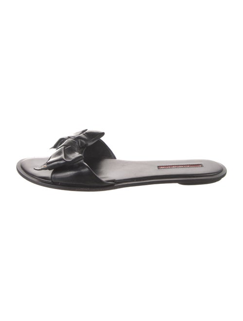 Prada Sport Leather Bow Accents Slides