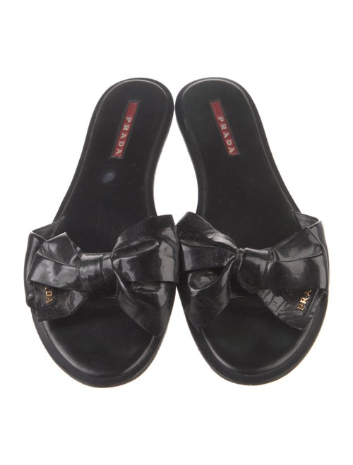 Prada Sport Leather Bow Accents Slides