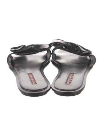 Prada Sport Leather Bow Accents Slides