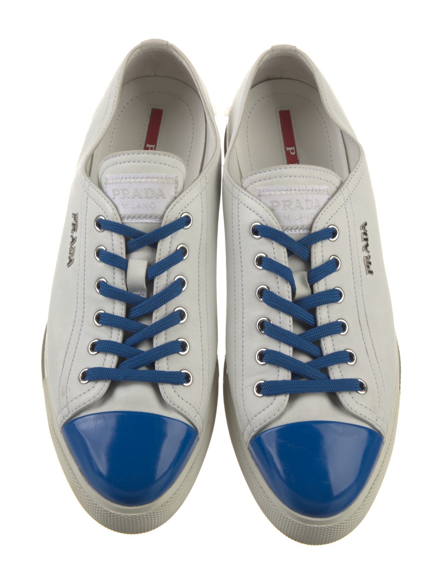 Prada Sport Leather Colorblock Pattern Sneakers