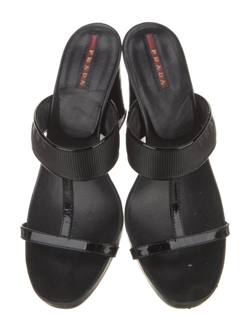 Prada Sport Patent Leather T-Strap Sandals